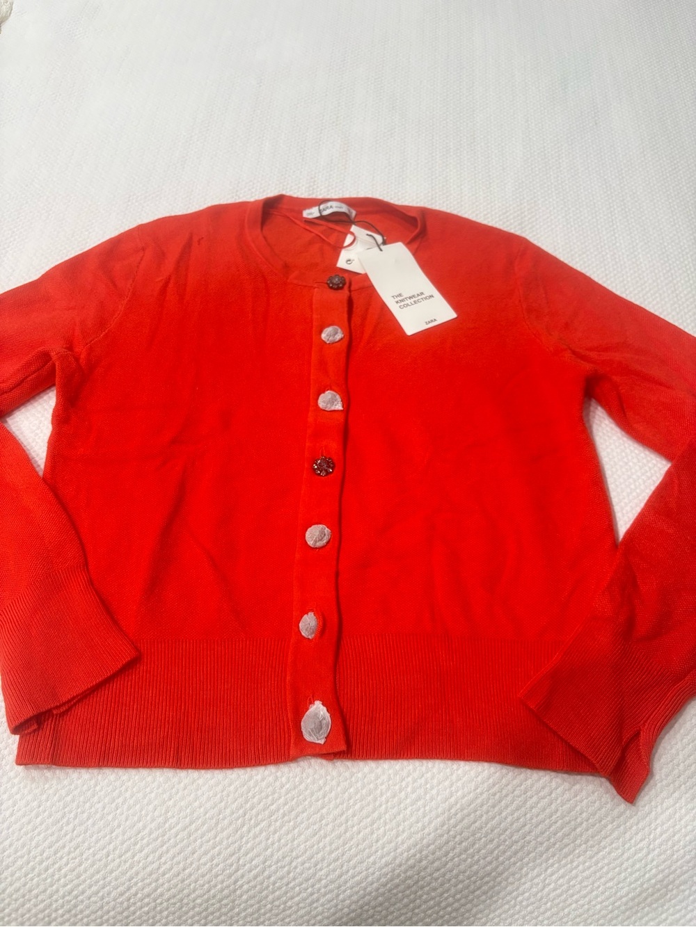 Zara Red Button-Up Women's Cardigan Sweater
